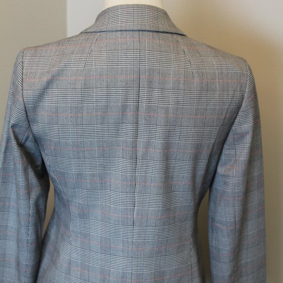 (NWT)Talbots Classic Plaid Blazer, Grey with Red & Black Strips, 4P - Picture 8 of 11